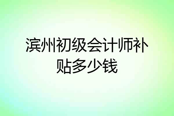 滨州初级会计师补贴多少钱