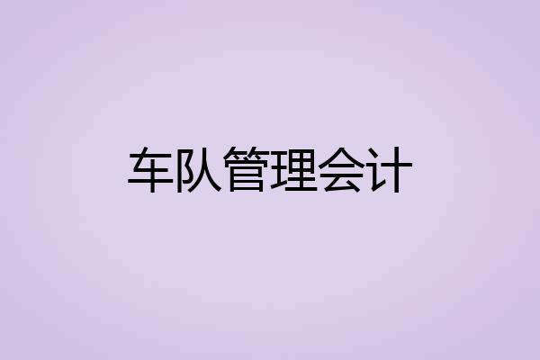 车队管理会计