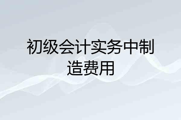 初级会计实务中制造费用