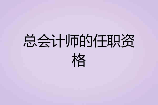 总会计师的任职资格