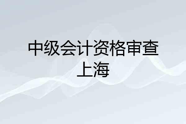 中级会计资格审查上海