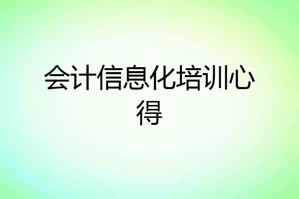 会计信息化培训心得