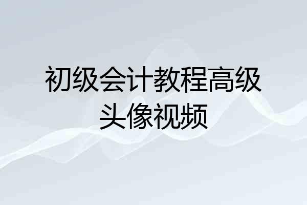 初级会计教程高级头像视频