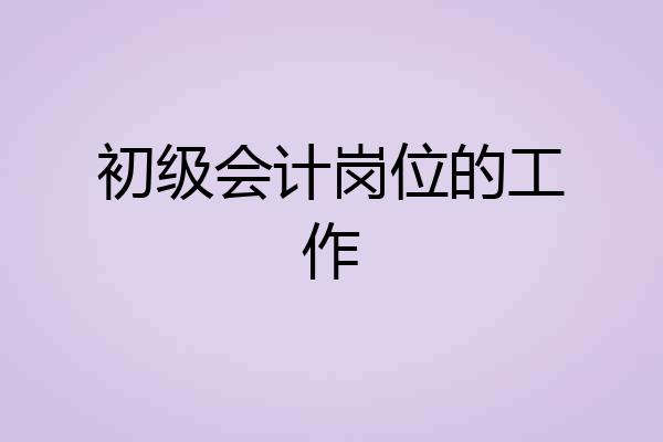 初级会计岗位的工作
