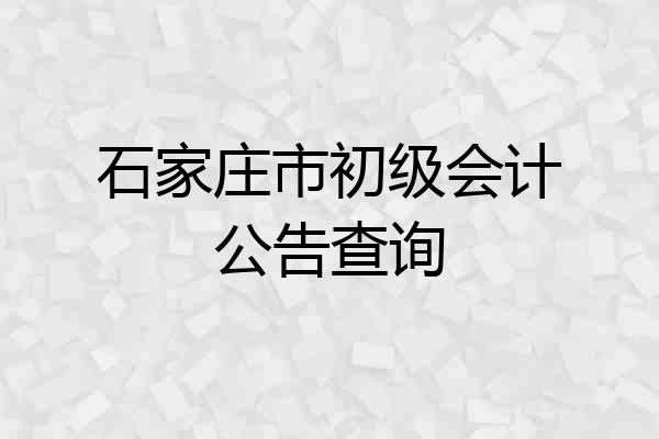 石家庄市初级会计公告查询