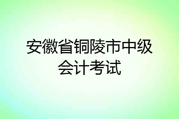 安徽省铜陵市中级会计考试
