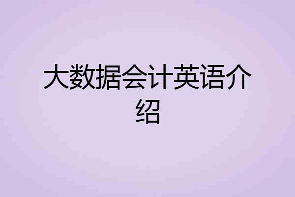 大数据会计英语介绍