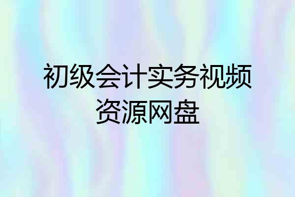初级会计实务视频资源网盘
