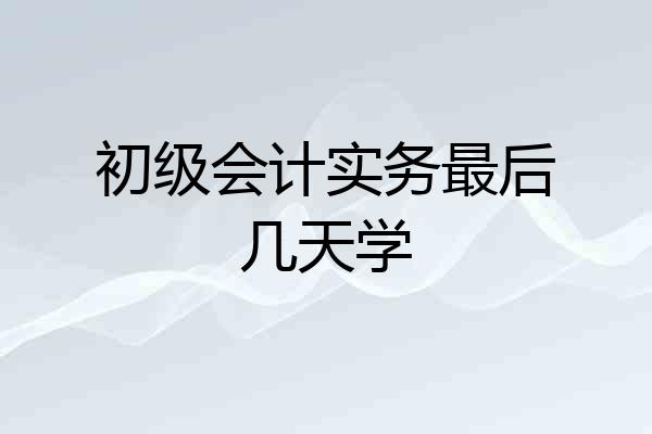初级会计实务最后几天学