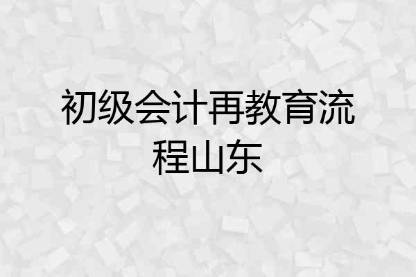 初级会计再教育流程山东