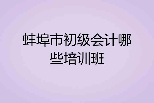 蚌埠市初级会计哪些培训班