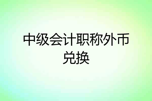 中级会计职称外币兑换
