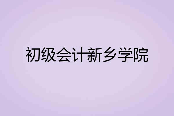 初级会计新乡学院