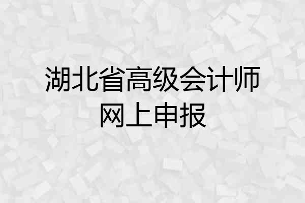 湖北省高级会计师网上申报