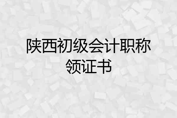 陕西初级会计职称领证书