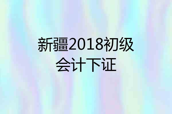 新疆2018初级会计下证