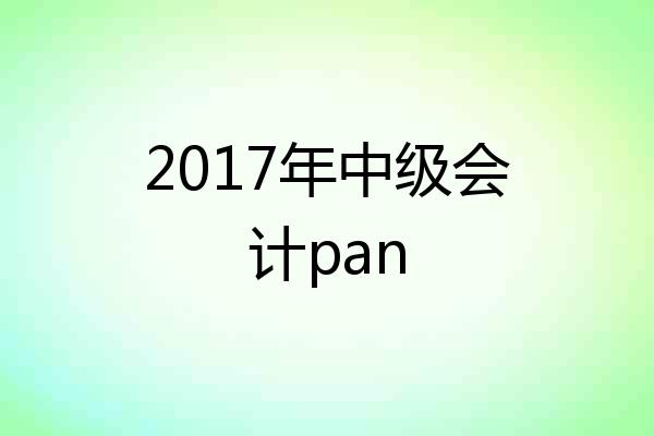 2017年中级会计pan