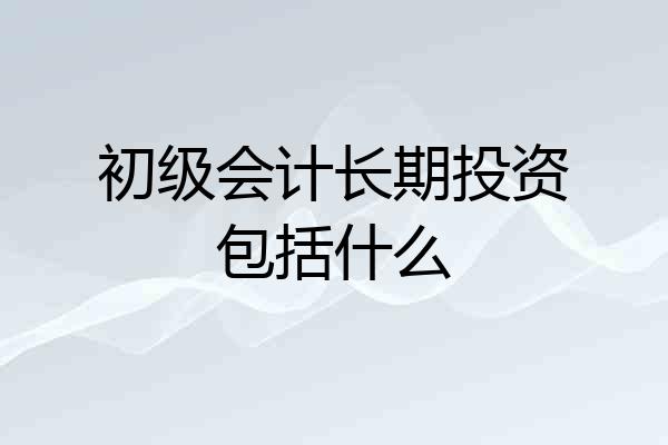 初级会计长期投资包括什么
