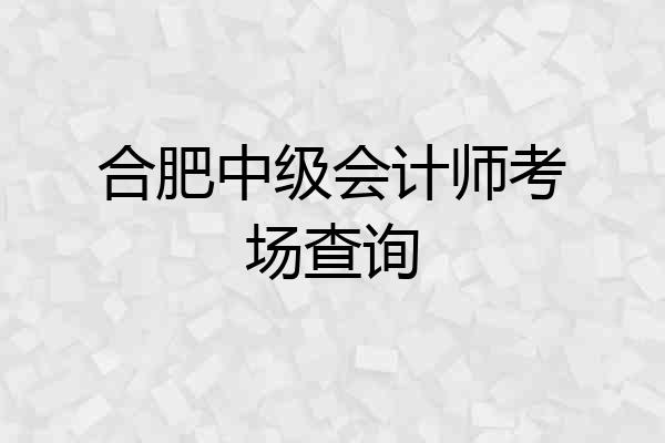 合肥中级会计师考场查询