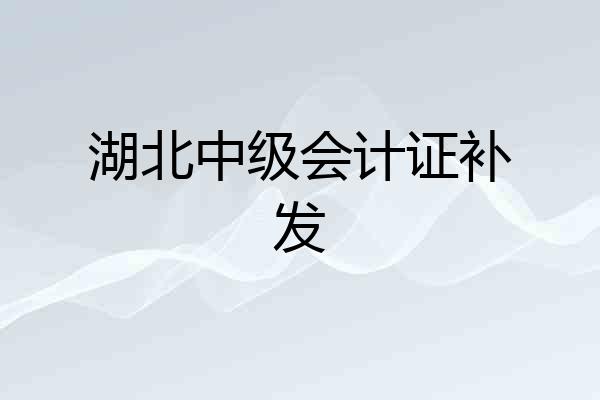 湖北中级会计证补发