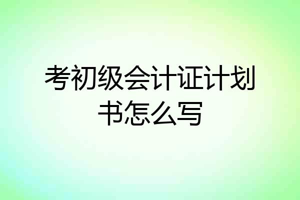 考初级会计证计划书怎么写
