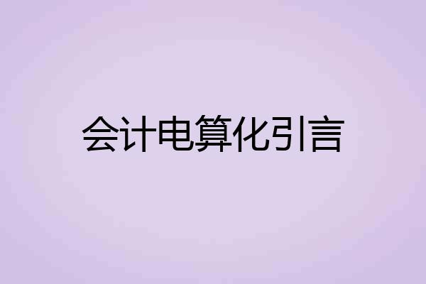 会计电算化引言