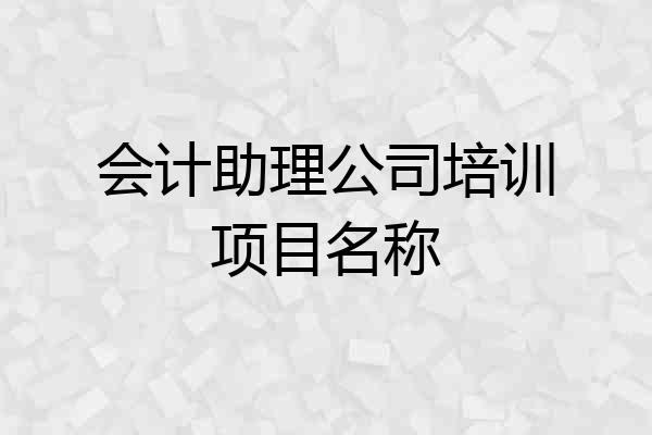会计助理公司培训项目名称