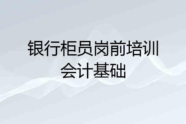 银行柜员岗前培训会计基础