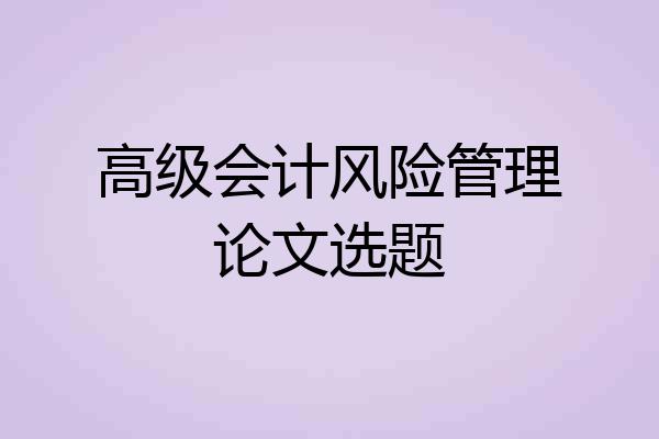 高级会计风险管理论文选题