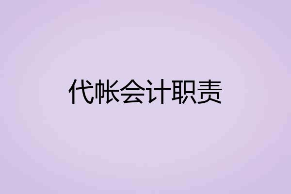 代帐会计职责