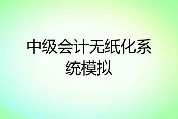 中级会计无纸化系统模拟