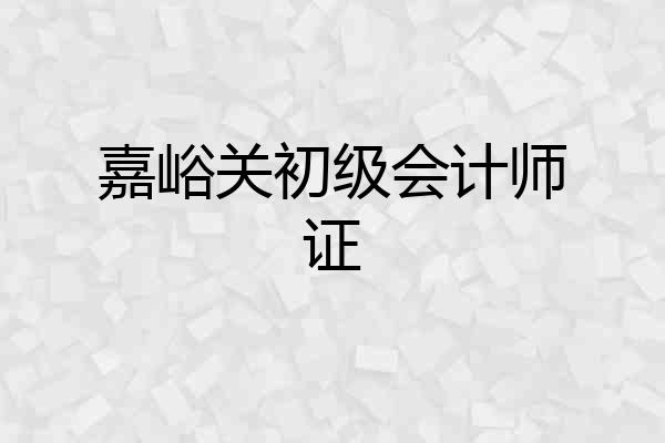 嘉峪关初级会计师证