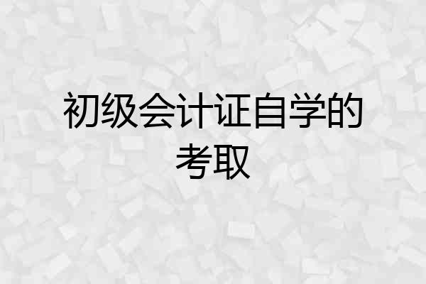 初级会计证自学的考取