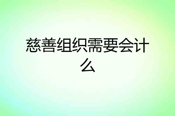 慈善组织需要会计么
