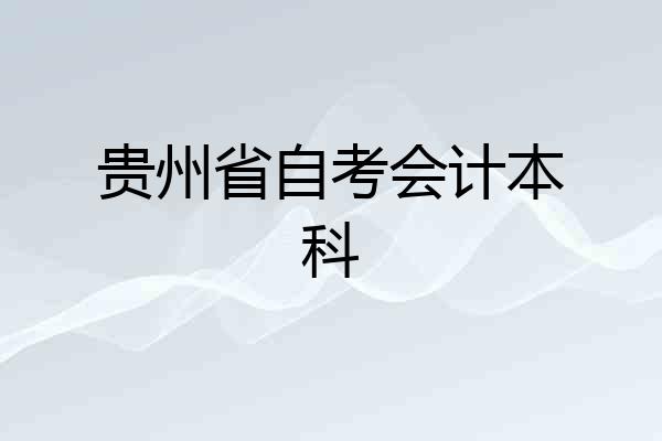 贵州省自考会计本科