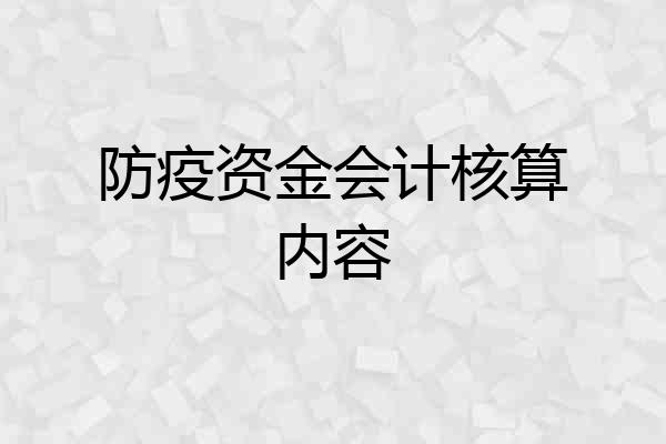 防疫资金会计核算内容