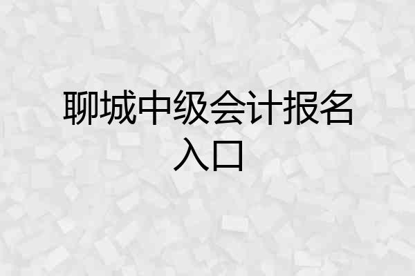 聊城中级会计报名入口