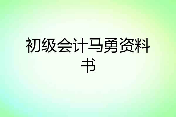 初级会计马勇资料书