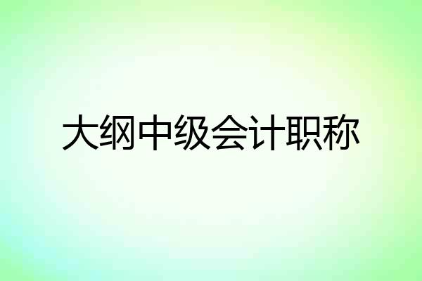 大纲中级会计职称