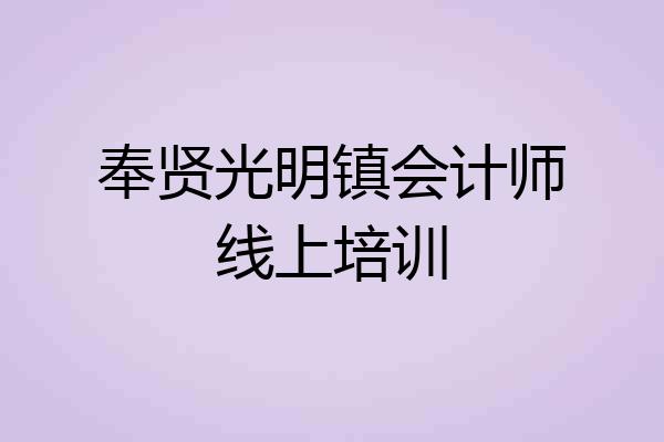 奉贤光明镇会计师线上培训
