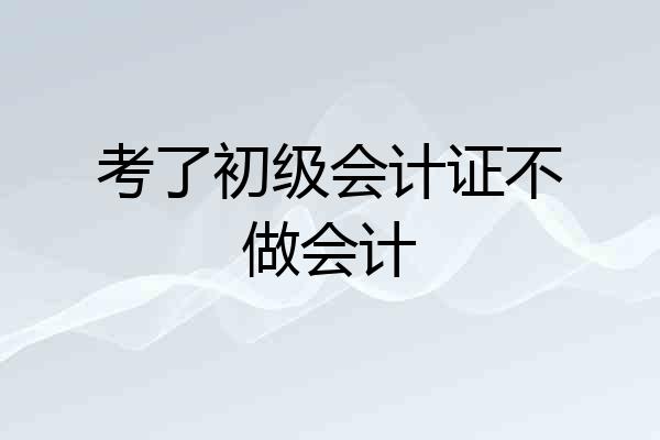 考了初级会计证不做会计