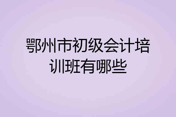 鄂州市初级会计培训班有哪些