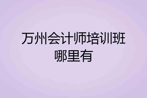 万州会计师培训班哪里有