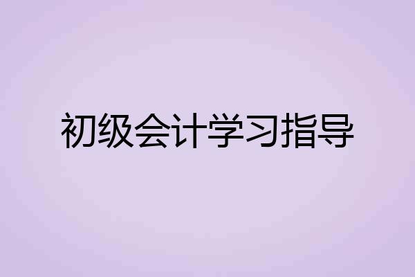 初级会计学习指导