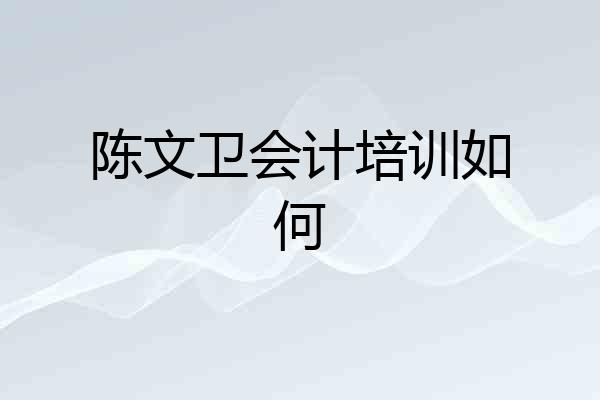 陈文卫会计培训如何