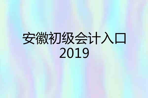 安徽初级会计入口2019