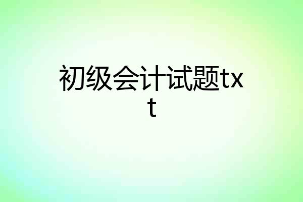 初级会计试题txt