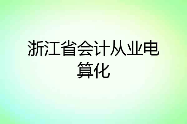 浙江省会计从业电算化