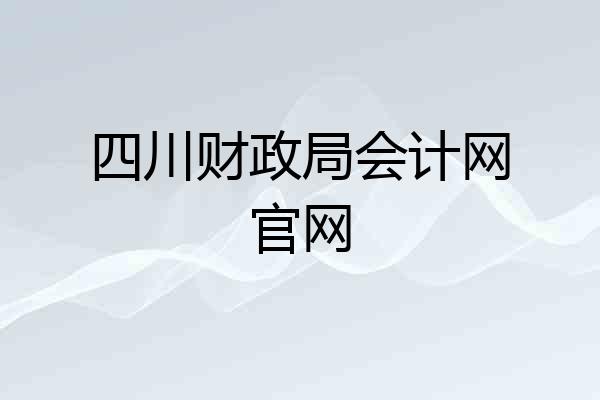 四川财政局会计网官网