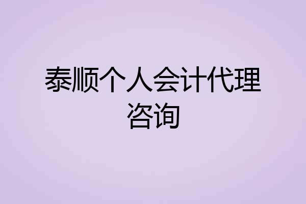 泰顺个人会计代理咨询